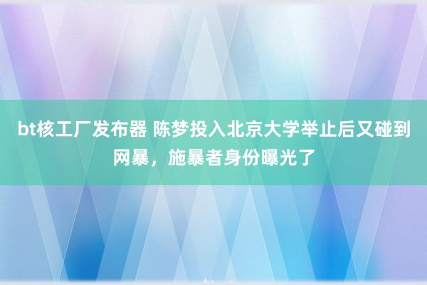 bt核工厂发布器 陈梦投入北京大学举止后又碰到网暴，施暴者身份曝光了