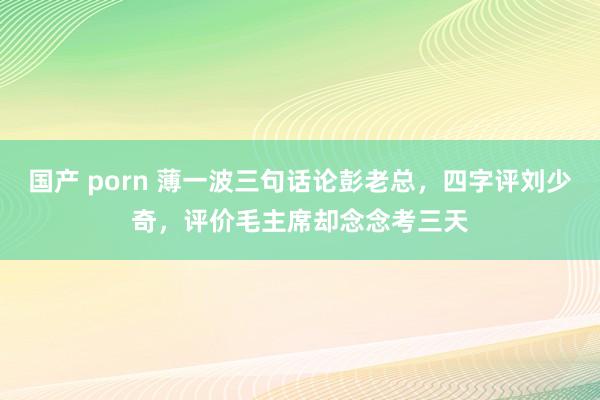 国产 porn 薄一波三句话论彭老总，四字评刘少奇，评价毛主席却念念考三天