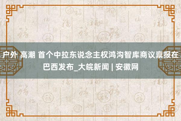 户外 高潮 首个中拉东说念主权鸿沟智库商议禀报在巴西发布_大皖新闻 | 安徽网