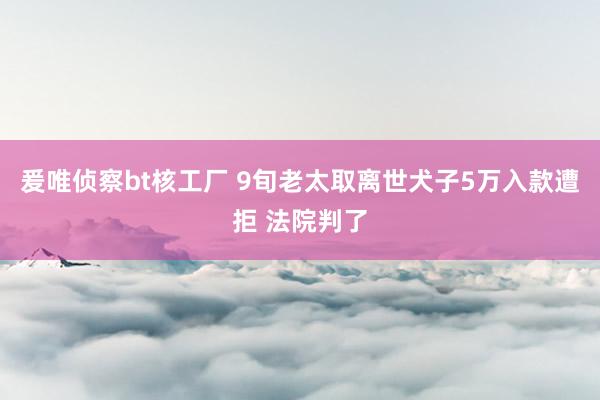 爰唯侦察bt核工厂 9旬老太取离世犬子5万入款遭拒 法院判了