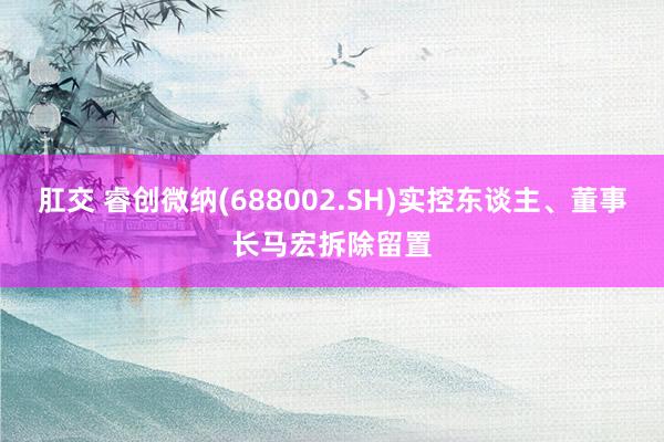 肛交 睿创微纳(688002.SH)实控东谈主、董事长马宏拆除留置