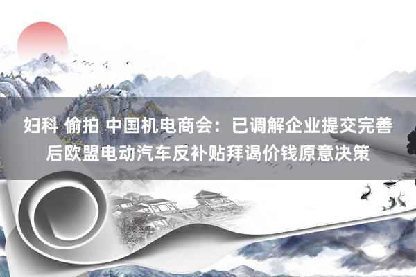 妇科 偷拍 中国机电商会：已调解企业提交完善后欧盟电动汽车反补贴拜谒价钱原意决策