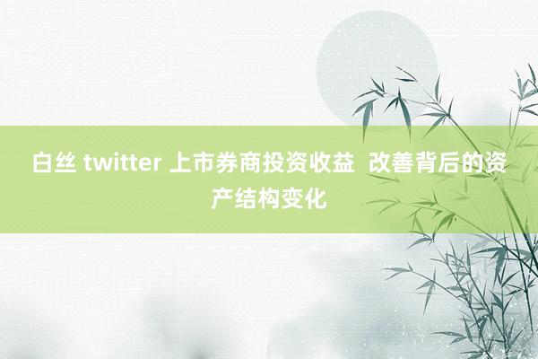 白丝 twitter 上市券商投资收益  改善背后的资产结构变化