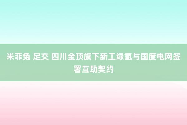 米菲兔 足交 四川金顶旗下新工绿氢与国度电网签署互助契约