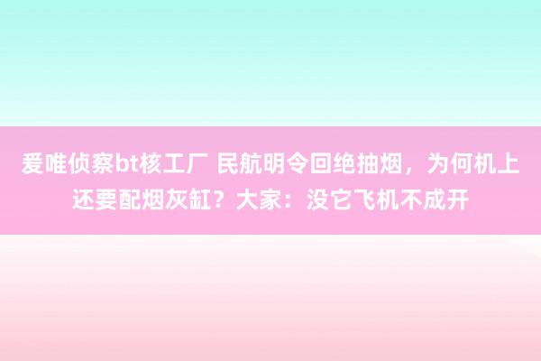 爰唯侦察bt核工厂 民航明令回绝抽烟，为何机上还要配烟灰缸？大家：没它飞机不成开