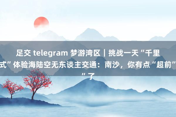 足交 telegram 梦游湾区｜挑战一天“千里浸式”体验海陆空无东谈主交通：南沙，你有点“超前”了