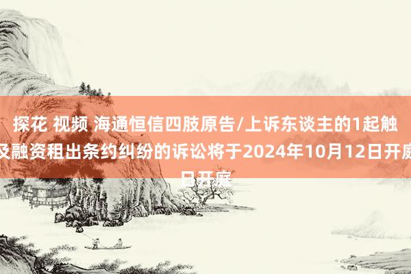 探花 视频 海通恒信四肢原告/上诉东谈主的1起触及融资租出条约纠纷的诉讼将于2024年10月12日开庭