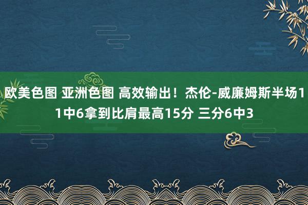 欧美色图 亚洲色图 高效输出！杰伦-威廉姆斯半场11中6拿到比肩最高15分 三分6中3