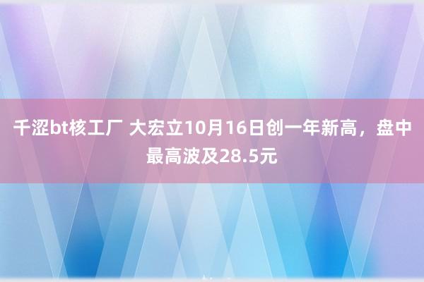 千涩bt核工厂 大宏立10月16日创一年新高，盘中最高波及28.5元