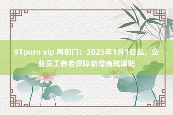 91porn vip 两部门：2025年1月1日起，企业员工养老保障新增病残津贴