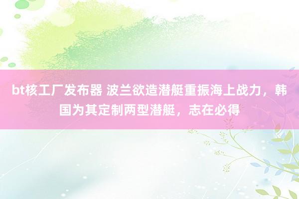 bt核工厂发布器 波兰欲造潜艇重振海上战力，韩国为其定制两型潜艇，志在必得