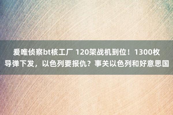 爰唯侦察bt核工厂 120架战机到位！1300枚导弹下发，以色列要报仇？事关以色列和好意思国