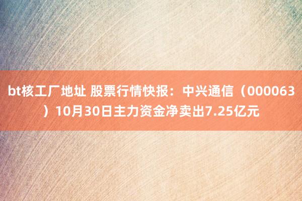 bt核工厂地址 股票行情快报：中兴通信（000063）10月30日主力资金净卖出7.25亿元