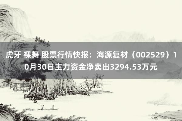 虎牙 裸舞 股票行情快报：海源复材（002529）10月30日主力资金净卖出3294.53万元