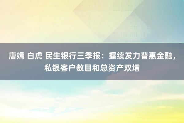 唐嫣 白虎 民生银行三季报：握续发力普惠金融，私银客户数目和总资产双增