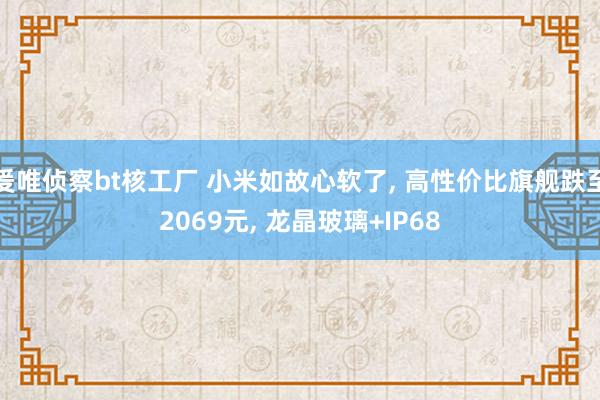 爰唯侦察bt核工厂 小米如故心软了， 高性价比旗舰跌至2069元， 龙晶玻璃+IP68