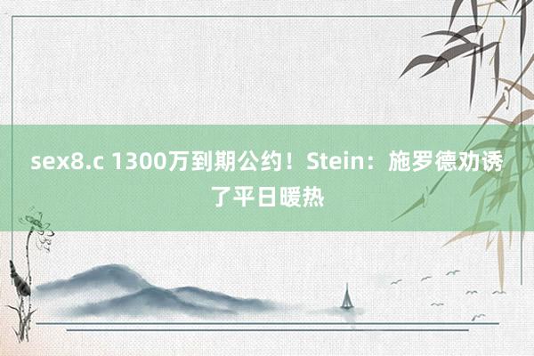 sex8.c 1300万到期公约！Stein：施罗德劝诱了平日暖热