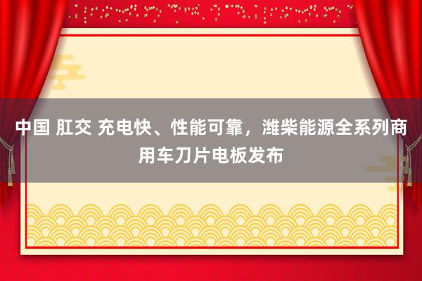 中国 肛交 充电快、性能可靠，潍柴能源全系列商用车刀片电板发布