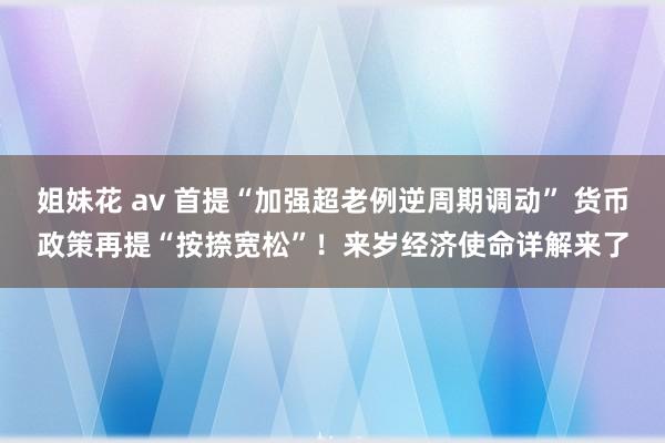 姐妹花 av 首提“加强超老例逆周期调动” 货币政策再提“按捺宽松”！来岁经济使命详解来了