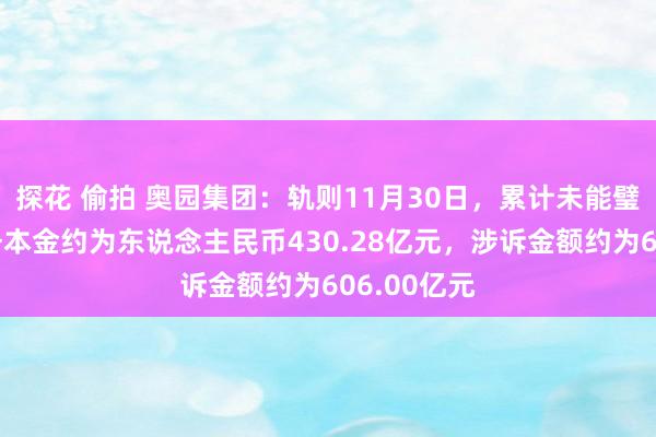 探花 偷拍 奥园集团：轨则11月30日，累计未能璧还到期债务本金约为东说念主民币430.28亿元，涉诉金额约为606.00亿元