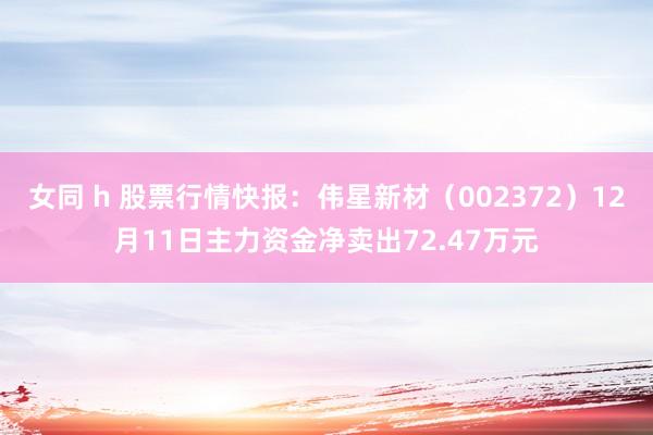 女同 h 股票行情快报：伟星新材（002372）12月11日主力资金净卖出72.47万元