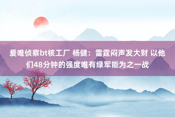 爰唯侦察bt核工厂 杨健：雷霆闷声发大财 以他们48分钟的强度唯有绿军能为之一战