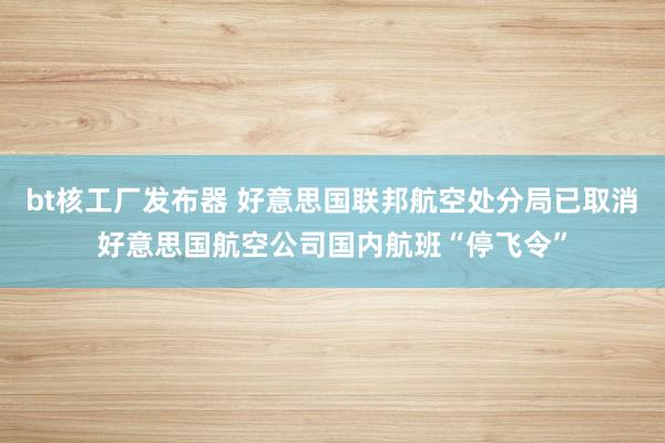 bt核工厂发布器 好意思国联邦航空处分局已取消好意思国航空公司国内航班“停飞令”