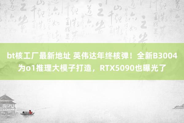 bt核工厂最新地址 英伟达年终核弹！全新B3004为o1推理大模子打造，RTX5090也曝光了