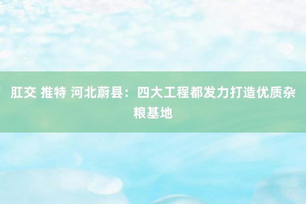 肛交 推特 河北蔚县：四大工程都发力打造优质杂粮基地