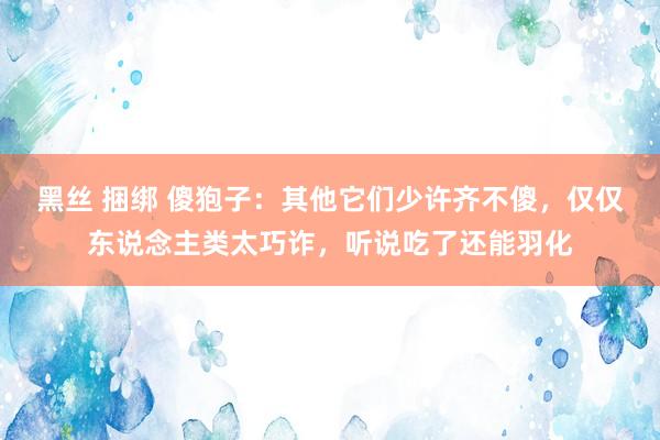 黑丝 捆绑 傻狍子：其他它们少许齐不傻，仅仅东说念主类太巧诈，听说吃了还能羽化