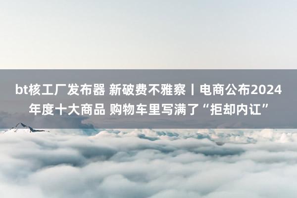 bt核工厂发布器 新破费不雅察丨电商公布2024年度十大商品 购物车里写满了“拒却内讧”