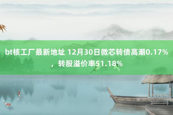 bt核工厂最新地址 12月30日微芯转债高潮0.17%，转股溢价率51.18%