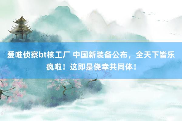 爰唯侦察bt核工厂 中国新装备公布，全天下皆乐疯啦！这即是侥幸共同体！