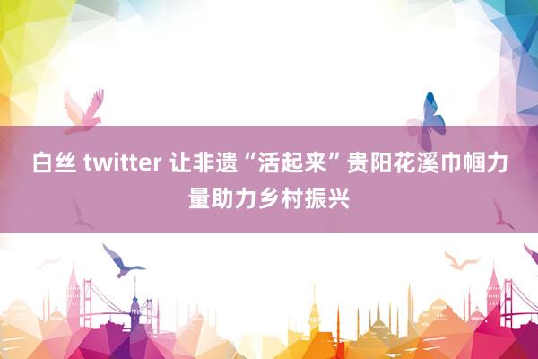 白丝 twitter 让非遗“活起来”贵阳花溪巾帼力量助力乡村振兴