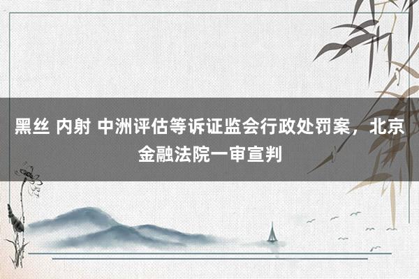 黑丝 内射 中洲评估等诉证监会行政处罚案，北京金融法院一审宣判