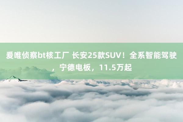 爰唯侦察bt核工厂 长安25款SUV！全系智能驾驶，宁德电板，11.5万起