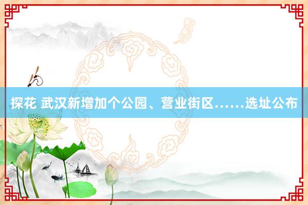 探花 武汉新增加个公园、营业街区……选址公布