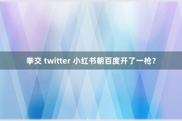 拳交 twitter 小红书朝百度开了一枪？