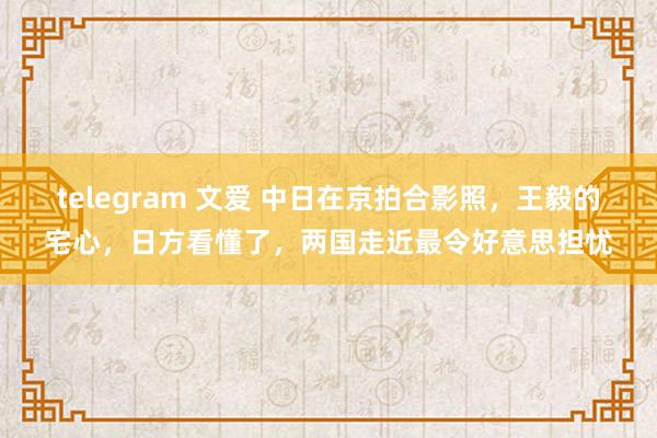 telegram 文爱 中日在京拍合影照，王毅的宅心，日方看懂了，两国走近最令好意思担忧